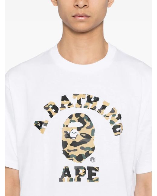 A Bathing Ape White 1St Camo College T-Shirt for men