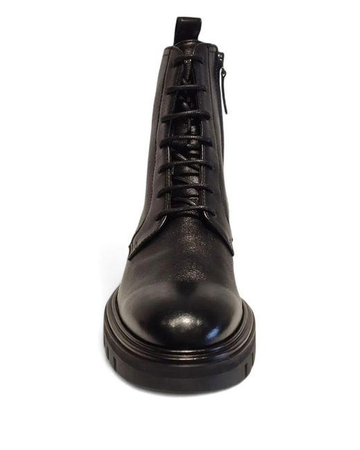 Henderson Black Lace-Up Leather Boots