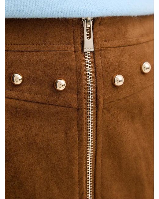 Morgan Blue Stud-Embellished Zip-Up Mini Skirt