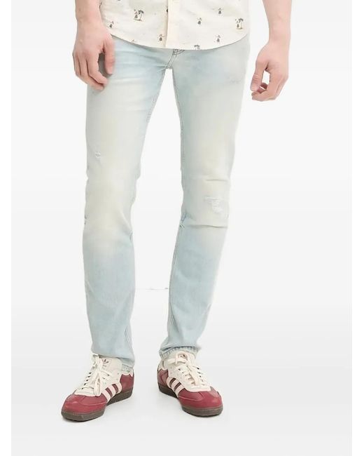 HUGO Slim-Fit Jeans Met Logoplakkaat in het Blue voor heren