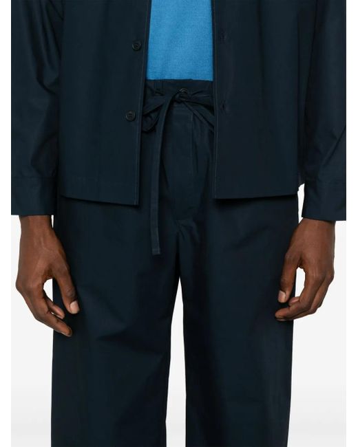 MODES GARMENTS Blue Poplin Straight-Leg Trousers for men