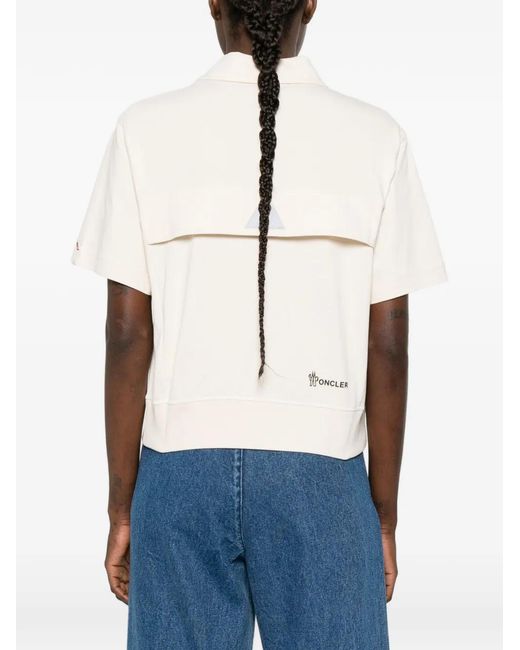 Moncler White Logo-Patch Polo Shirt