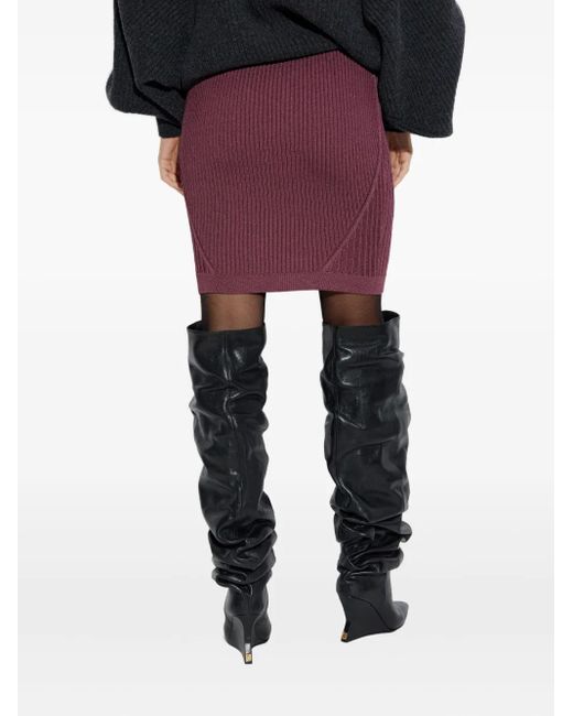Balmain レディース レッド リブ ミニスカート