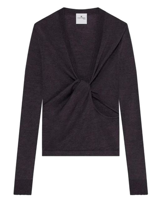 Courreges Blue Twist-Front Wool Top