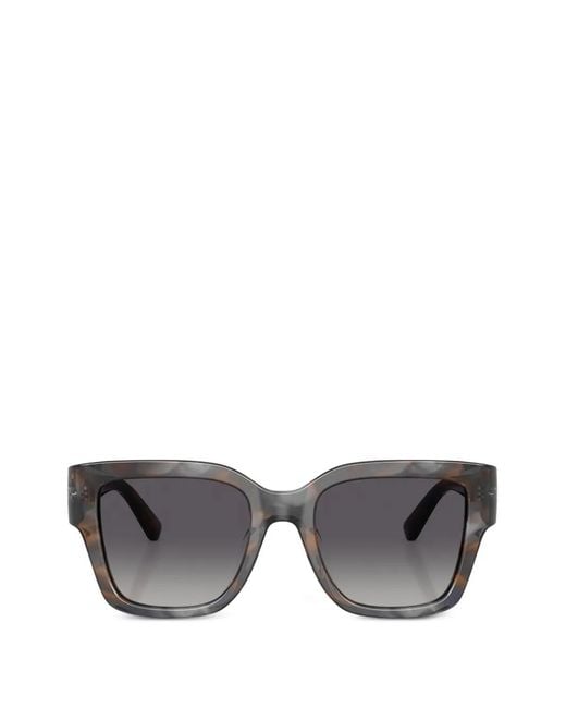 Tory Burch Gray Double T Square-Frame Sunglasses