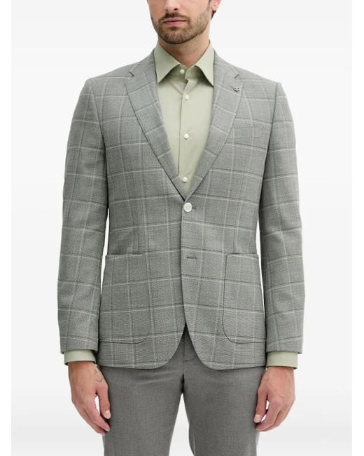 Boss Gray Checked Patch-Pocket Blazer for men