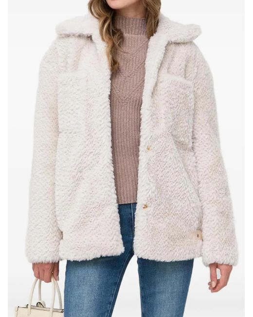 Silvian Heach Natural Teddy-Fleece Belted Jacket