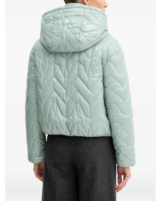 Patrizia Pepe Blue Quilted-Design Hooded Jacket