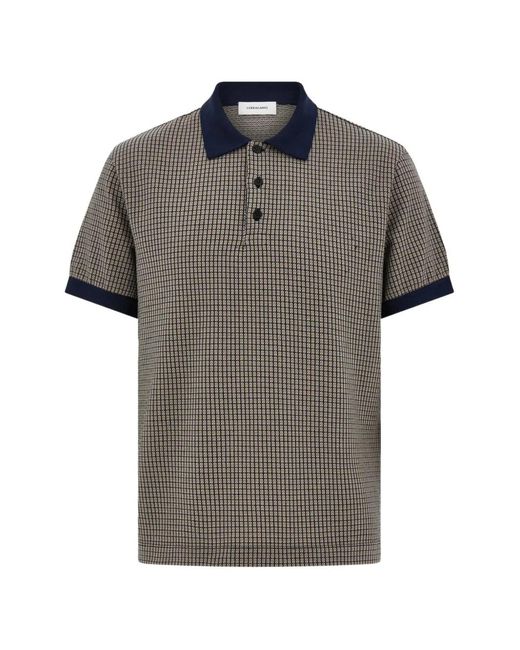 Ferragamo Gray Check-Jacquard Polo Shirt for men