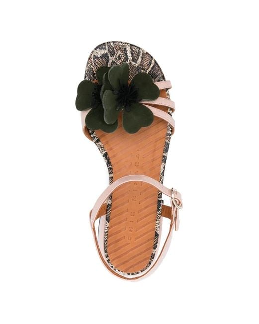 Chie Mihara White Tyco Flower Snake-Effect Leather Sandals