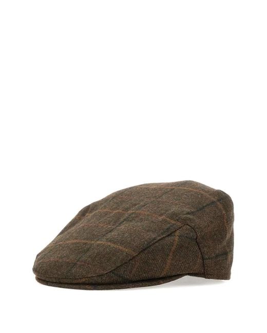 Barbour Brown Checked Beret for men