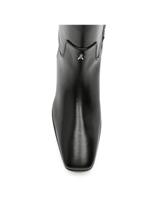 Patrizia Pepe Black Logo-Plaque Square-Toe Boots