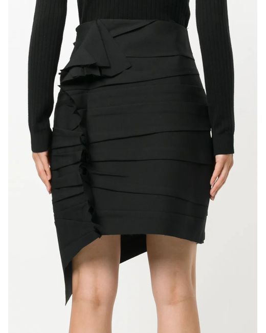 Saint Laurent Black Asymmetrical Wool Skirt