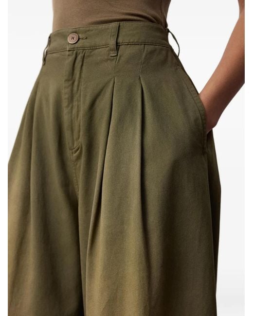 Ralph Lauren Green Ellen Pleated Cotton Trousers