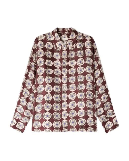 Sandro Red Floral Print Silk Shirt