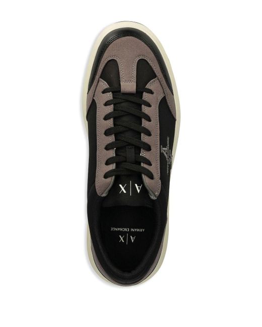 ARMANI EXCHANGE Black Venice Ax Logo-Embroidered Sneakers for men