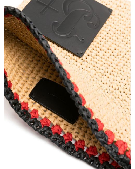 Jil Sander Black Crochet Raffia Messenger Bag for men