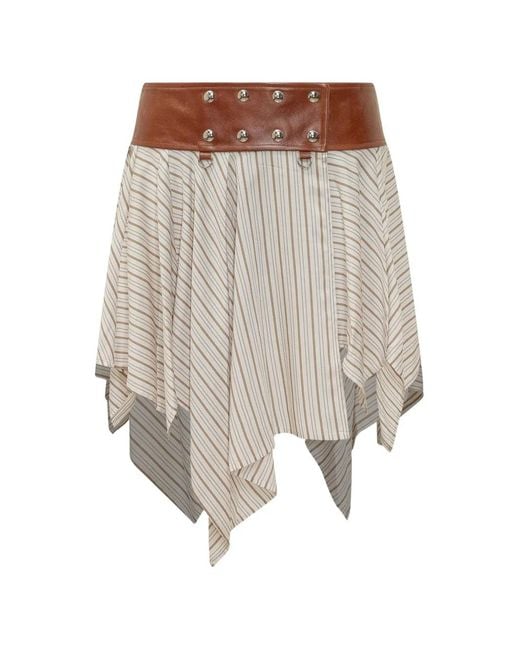 IRO White Umby Striped Belted Skirt