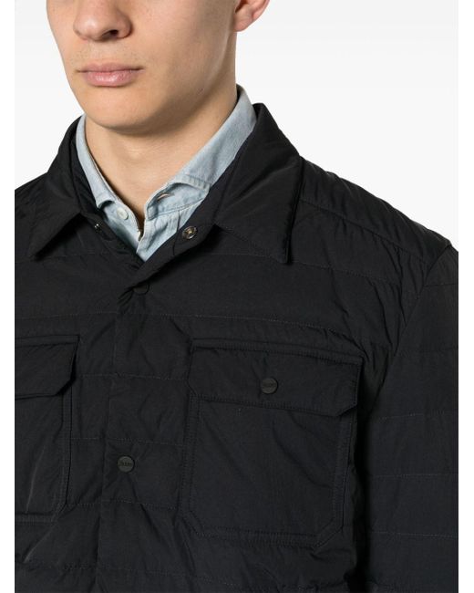 Herno Black Quilted Padded Shirt Jacket for men