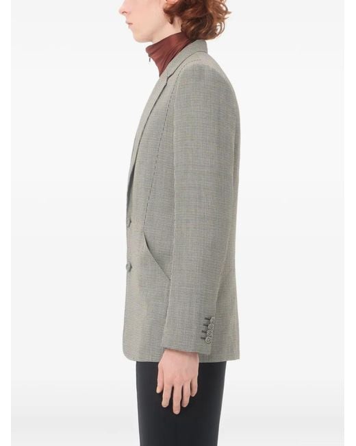 Valentino Garavani Gray Single-Breasted Wool Jacket With Houndstooth Pattern for men