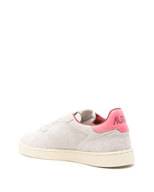Autry Pink Medalist Low Suede Sneakers