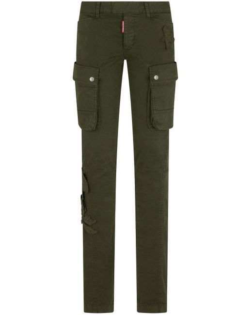 DSquared² Green Low-rise Cotton Cargo Trousers