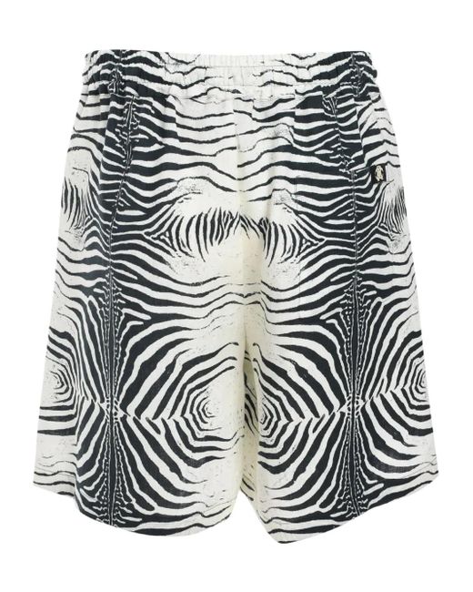Roberto Cavalli White Zebra-Print Shorts for men