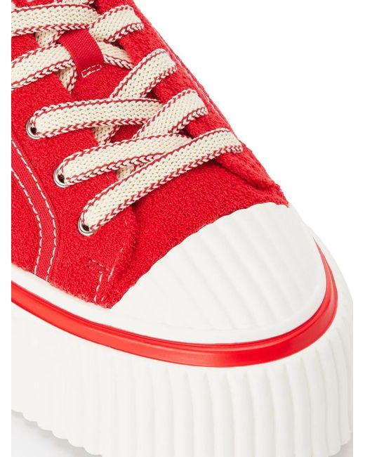 AMI Red Low-Top Flatform Sneakers