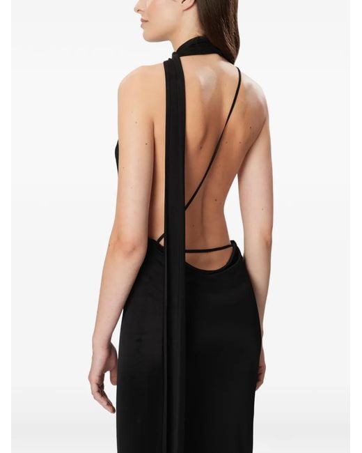 Amazuìn Black Halterneck Draped Dress