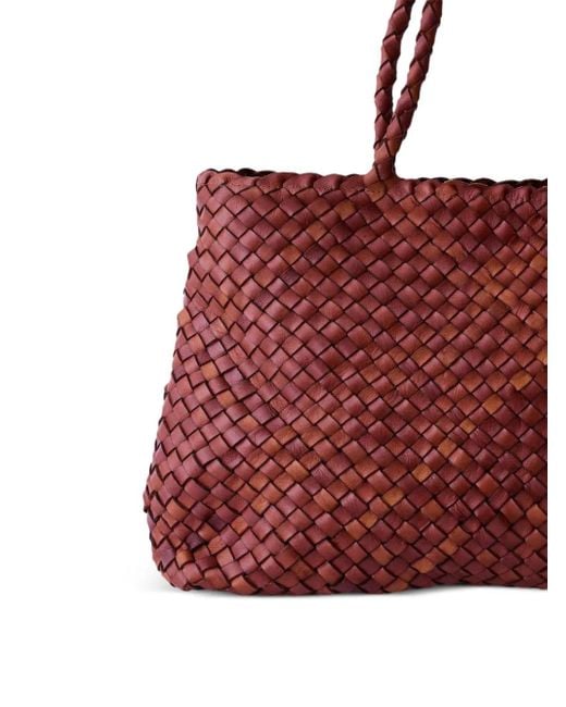 Dragon Diffusion Red Vintage Mesh Braided Leather Tote Bag