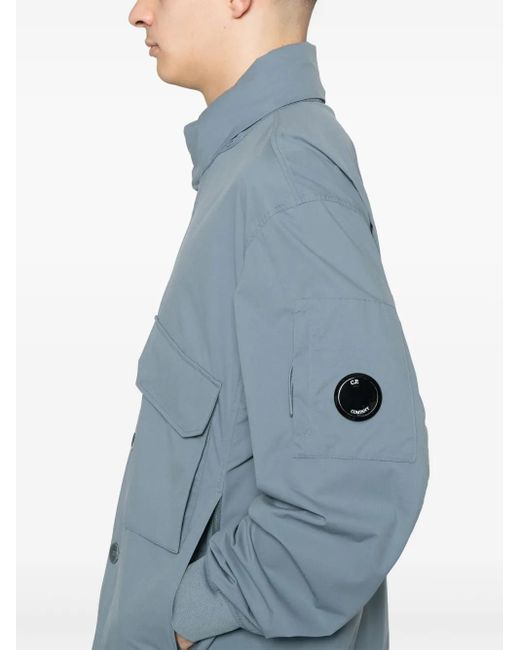 C P Company Blue High-Collar Casual Jacket With Flap Pockets for men