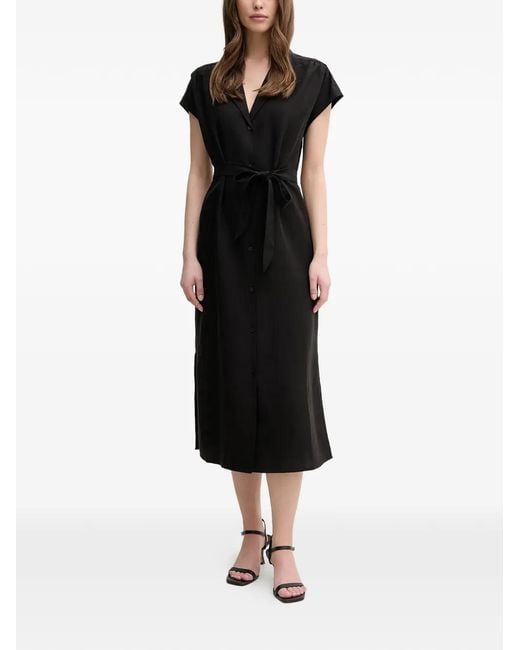 Mos Mosh Black Button Belted Midi Dress