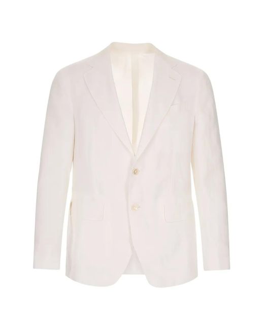 Caruso White Notch-Lapel Single-Breasted Blazer for men