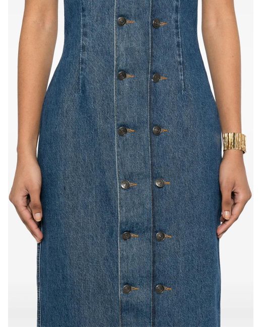 ROTATE BIRGER CHRISTENSEN Blue High-Neck Wool And Cashmere Jumper With Ff Polka Dot Embroidery