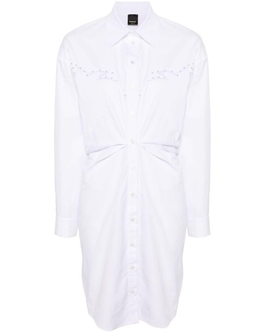 Pinko White Eyelet-detail Cotton Shirtdress