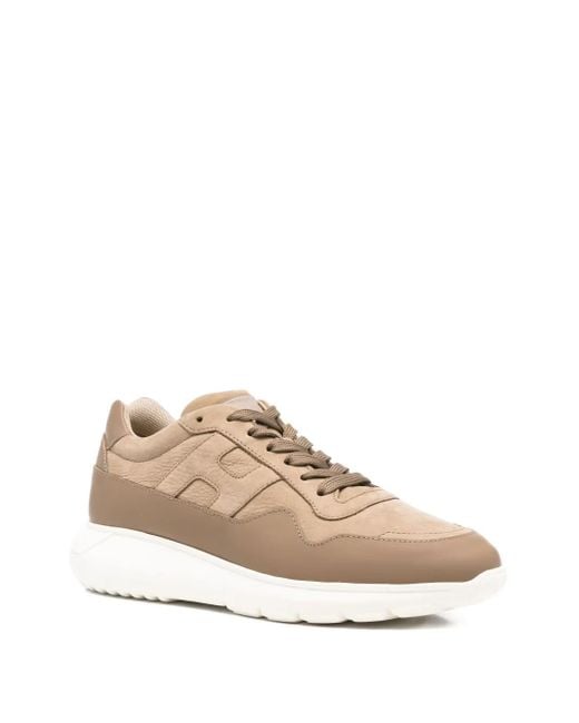 Hogan Brown Interactive 3 Leather Sneakers for men