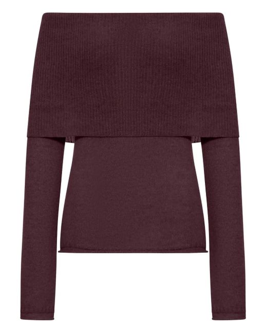 Roberto Collina Purple Boat-Neck Ribbed Sweater