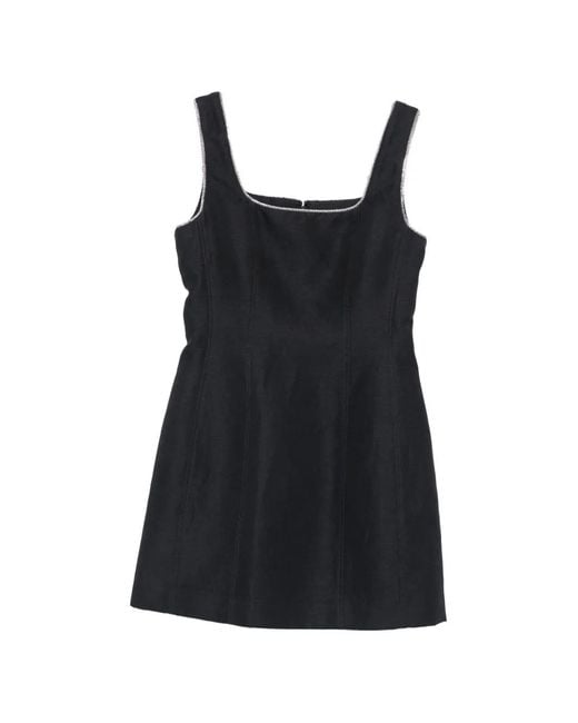 Maje Black Crystal-Embellished Square-Neck Mini Dress