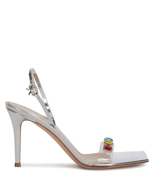 Gianvito Rossi 105Mm Crystal-Embellished Sandals in Metallic Lyst UK