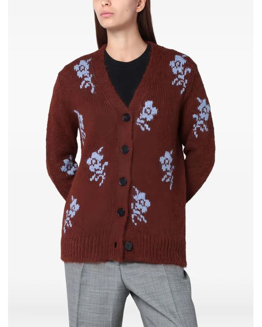 Jil Sander Truien & Vesten ,Bruin ,Korte Cardigan Sweaters in het Red