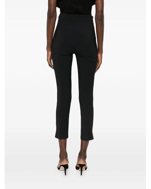 Elisabetta Franchi Black High-Waisted Cropped Double Buckle Pants