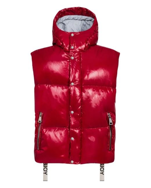 Khrisjoy Red Hooded Zip-Up Puffer-Design Gilet for men
