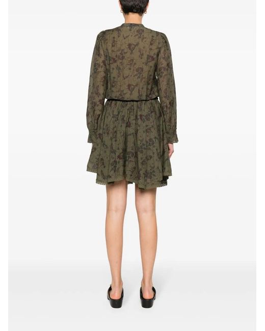 Zadig & Voltaire Green Ranil Floral-Print Mini Dress