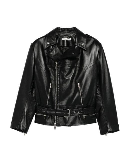 Alessandra Rich レザー ライダースジャケット Black