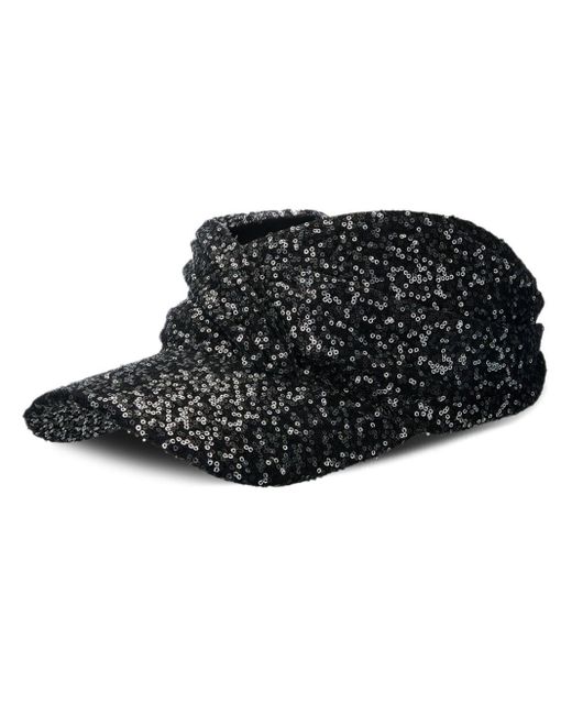 Maison Michel Black Nicky Sequin-embellished Visor Hat