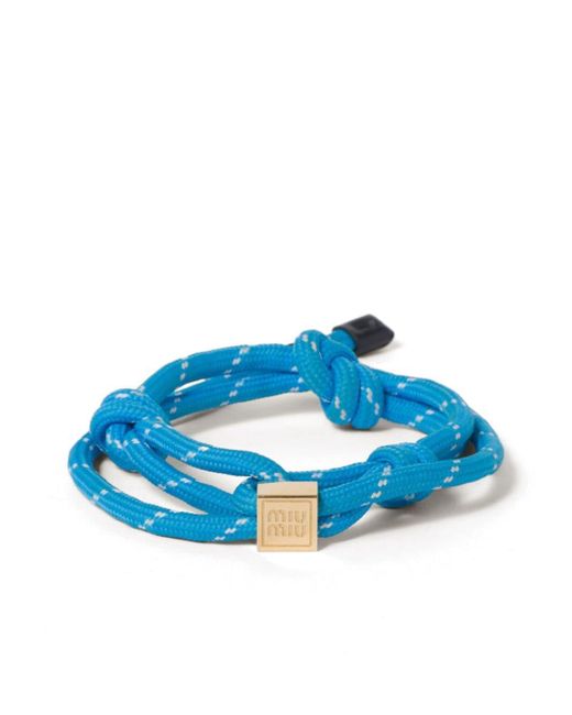 Miu Miu Blue Logo-charm Rope Bracelet