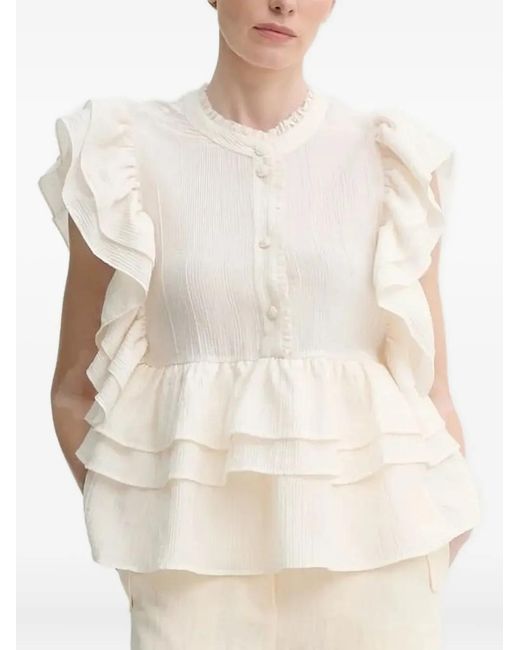 Munthe White Fulton Ruffled Tiered Blouse