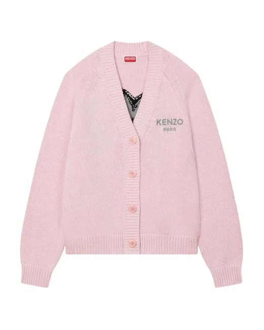 KENZO Boke Flower V-Neck Cardigan in Pink | Lyst