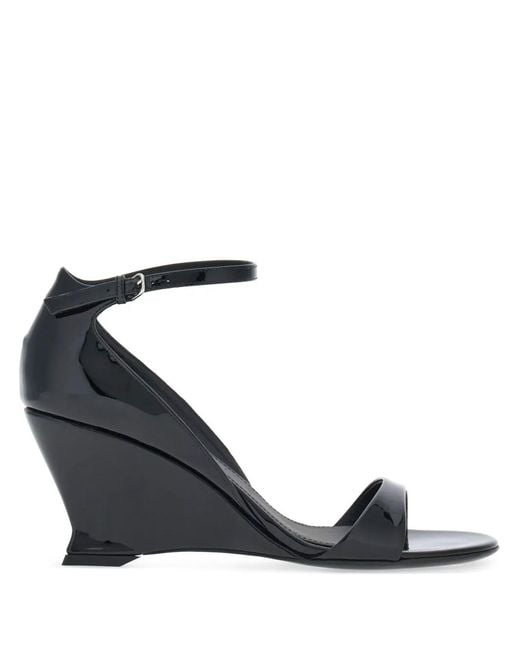 Ferragamo Blue 70Mm Patent-Finish Leather Sandals