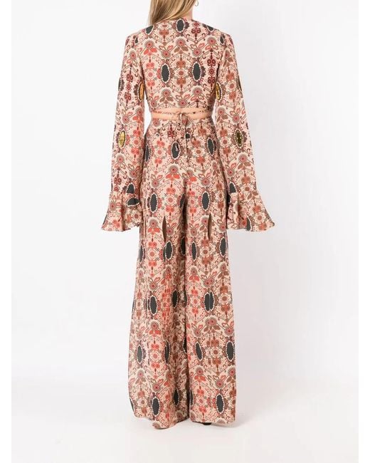 Amir Slama Pink Floral-Print Flared-Cuff Blouse